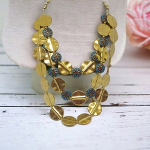 Gold Circle Necklace - Gold Layered Necklace - Gold Bib Necklace - Wedding Necklace - One Of A Kind Necklace - Statement Necklace - Gift