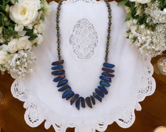 Agate Sapphire Necklac - Agate Necklace For Women - Blue Necklace For Women - Statement Necklace - One Of A Kind Necklace - Gift For Women