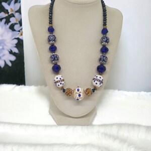 Blue Necklace For Women - Jeweled Necklace - One Of A Kind Necklace - Statement Necklace - Multicolored Necklace For Her - Anniversary Gift