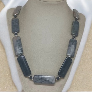 Gray Jasper Necklace - Stone Necklace For Women - One Of A Kind Necklace - Statement Necklace - Multicolored Necklace For Women - Great Gift