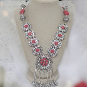 Red Stone Necklace - Long Necklace - Red Necklace For Women - Statement Necklace - One Of A Kind Necklace - Bib Necklace - Stone Necklace