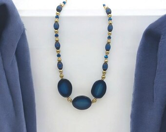 Colar de ágata - Colar de ágata azul - Colar de pedras preciosas - Colar único - Colar multicolorido para mulheres - Colar de declaração