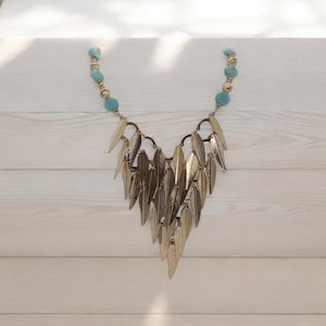 Jade Necklace - Flower Necklace - Leaf Necklace - Bib Necklace - Statement Necklace - One Of A Kind Necklace - Gemstone Necklace - Gift