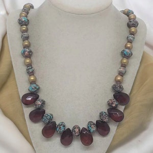 Multicolored Necklace For Women - One Of A Kind Necklace - Pearl Necklace - Statement Necklace - Turquoise Necklace For Her - Gift For Mom