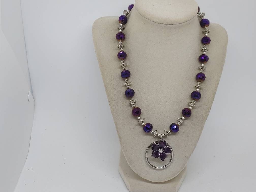 Purple Flower Necklace Purple Necklace Flower Necklace | Etsy