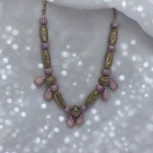 Purple and Gold Necklace For Women - One Of A Kind Necklace - Multicolored Necklace For Her - Mother&#39;s Day Necklace - Statement Necklace