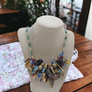 Multicolored Necklace For Women - Chunky Necklace - One Of A Kind Necklace - Statement Necklace - Gold Necklace For Her - Gift For Women
