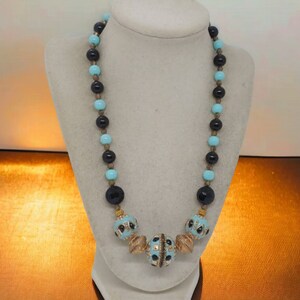 Jeweled Necklace - Blue Necklace For Women - Multicolored Necklace For Her - Statement Necklace - Anniversary Gift - One Of A Kind Necklace
