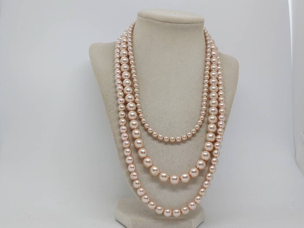 Pink Pearl Necklace Layered Necklace Adjustable Necklace - Etsy