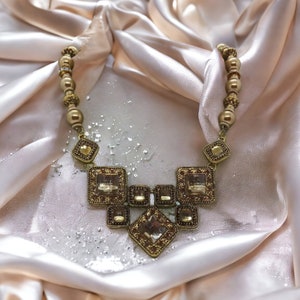 Gold Necklace For Women - Jeweled Necklace - One Of A Kind Necklace - Anniversary Gift - Statement Necklace - Bib Necklace - Birthday Gift