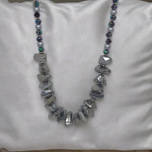 Agate Necklace - Silver Agate Necklace - One Of A Kind Necklace - Statement Necklace - Pearl Necklace - Silver Necklace For Women - Gift