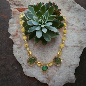 Jeweled Necklace - Gold Necklace For Her - Multicolored Necklace For Women - Statement Necklace - One Of A Kind Necklace - Gift For Her