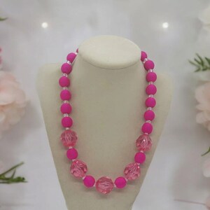 Pink Necklace - Fabric Necklace - One Of A Kind Necklace - Textile Necklace - Statement Necklace - Acrylic Necklace - Mother&#39;s Day Necklace
