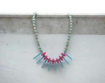 Colar turquesa para mulheres - Colar Boho - Colar de pedras preciosas - Colar único - Colar de declaração - Colar de babador - Ótimo presente