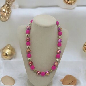 Foil Necklace - Pink Necklace - One Of A Kind Necklace - Fabric Necklace - Statement Necklace - Textile Necklace - Multicolored Necklace