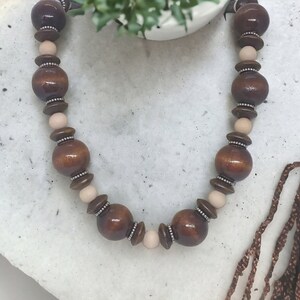 Brown Wooden Necklace For Her - Wooden Necklace For Women - One Of A Kind Necklace - Wood Necklace - Statement Necklace - Gift For Mom