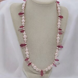 Pink Pearl Necklace - Pink Necklace - Pearl Necklace - One Of A Kind Necklace - Bridesmaid Necklace - Mother&#39;s Day Necklace - Gift For Her