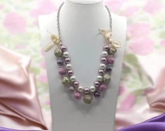 Colar de flores - Colar de pérolas - Colar em camadas - Colar de babador - Colar SByourself - Colar de declaração - Colar de casamento - Presente