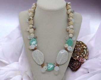 Multicolored Necklace For Women - Wooden Necklace For Her - One Of A Kind Necklace - Chunky Necklace - Statement Necklace - Gift For Women