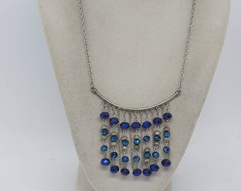 Blue Necklace For Women - Glass Necklace - Bib Necklace - One Of A Kind Necklace - Statement Necklace - Bridesmaid Necklace - Gift For Her