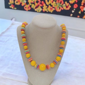 Rainbow Necklace - Yellow Necklace - Long Necklace - One Of A Kind Necklace - Statement Necklace - Bright Necklace - Colorful Necklace