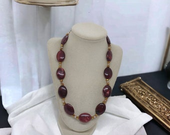 Rode ketting voor haar - Verklaring ketting - Een van een soort ketting - Valentijnsdag Cadeau - Veelkleurige ketting voor vrouwen - Bib ketting