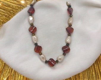 Brown Necklace For Women - One Of A Kind Necklace - Statement Necklace - Bib Necklace - Glass Necklace - Multicolored Necklace For Women