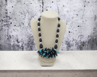 Black and Blue Necklace For Women - Acrylic Necklace - Multicolored Necklace For Her - Statement Necklace - Chunky Necklace - Bib Necklace