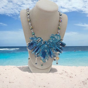 Mermaid Necklace - Peacock Necklace - Blue Howlite Necklace - Stone Necklace For Her - One Of A Kind Necklace - Seahorse Necklace - Mermaids