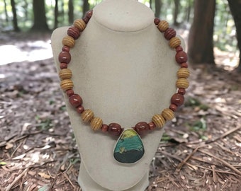 Wooden Necklace For Women - Brown Wooden Necklace - Brown Necklace For Women - Brown Necklace - One Of A Kind Necklace - Statement Necklace