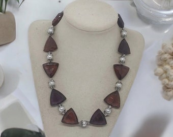 Purple Necklace For You - Triangle Necklace - Pearl Necklace - One Of A Kind Necklace - Statement Necklace - Acrylic Necklace - Gift For Her