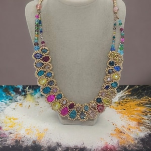 Multicolored Necklace For Women - Glass Necklace - Bib Necklace - Statement Necklace - One Of A Kind Necklace - Long Necklace - Great Gift
