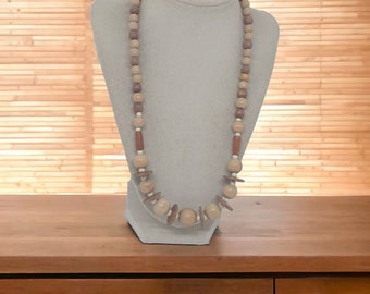Brown Wooden Necklace - Brown Necklace For Women - Wooden Necklace - One Of A Kind Necklace - Statement Necklace - Multicolored Necklace