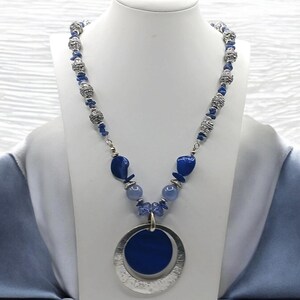 Agate Necklace - Blue Necklace For Women - One Of A Kind Necklace - Gemstone Necklace - Long Necklace - Statement Necklace - Gift For Women