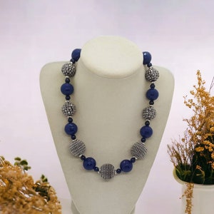 Blue Necklace and Matching Earrings - One Of A Kind Necklace and Earrings - Statement Necklace - Sparkle Necklace - Bridesmaid Jewelry