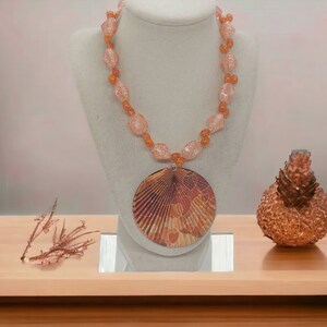 Heart Necklace - Orange Necklace For Women - Heart Necklace For Her - One Of A Kind Necklace - Valentine&#39;s Day Gift - Statement Necklace