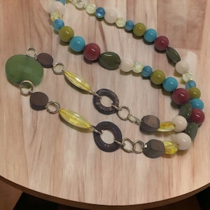 Multicolored Necklace For Women - Long Necklace - Boho Necklace - Statement Necklace - One Of A Kind Necklace - Acrylic Necklace - Gift