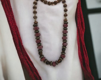 Wooden Necklace For Her - Multicolored Necklace For Women - Statement Necklace - One Of A Kind Necklace - Brown Necklace - Gift For Women