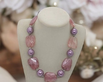 Pink Necklace - Pearl Necklace - Pink Pearl Necklace - One Of A Kind Necklace - Statement Necklace - Mother's Day Necklace - Gift For Women
