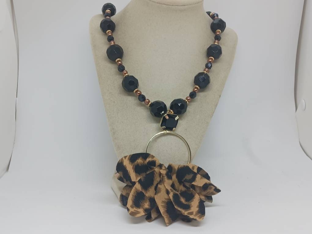 Leopard Necklace Long Necklace Leopard Print Necklace Animal Print