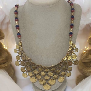Gold Bib Necklace - Gold Necklace For Her - Statement Necklace - One Of A Kind Necklace - Metal Necklace - Wedding Necklace - Bridesmaids