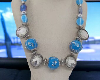 Blue Necklace For Women - Jeweled Necklace - Statement Necklace - One Of A Kind Necklace - Multicolored Necklace For Women - Bridesmaid Gift