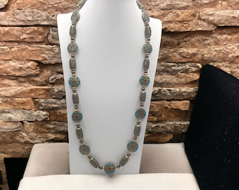 Colar tribal - Colar Boho - Colar de ouro para ela - Colar longo - Colar de declaração - Colar único - Presente para mulheres