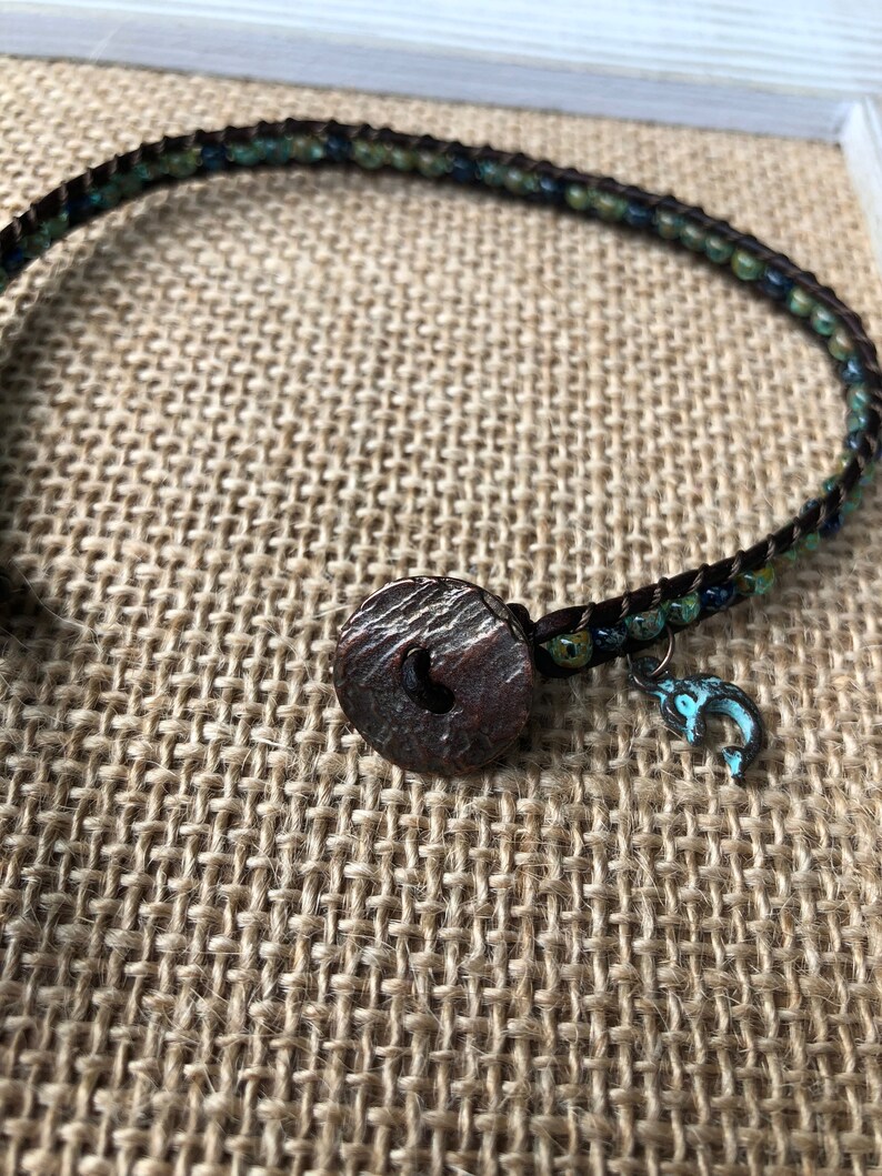 Seahorse Anklet Seahorse Jewelry Dolphin Anklet Dolphin Jewelry Bohemian Leather Ankle Bracelet Cute Anklet Summer Anklet Made in USA
