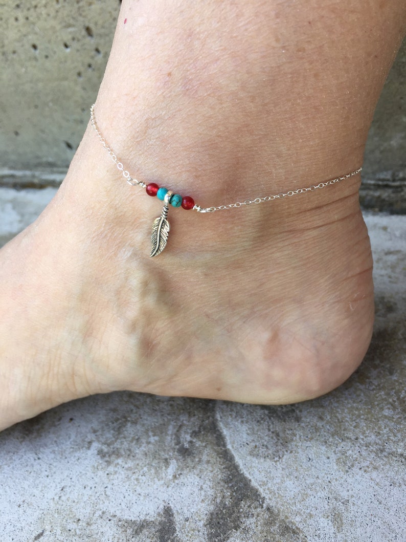 Feather Anklet Feather Jewelry Sterling Silver Anklet Silver Etsy
