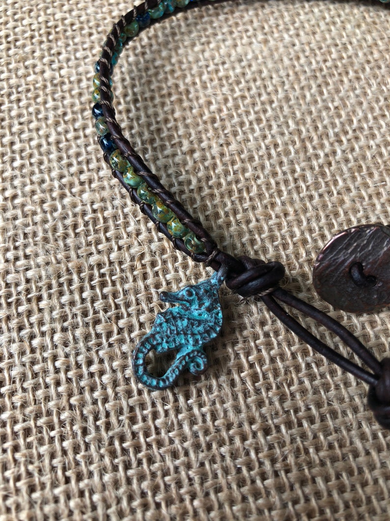 Seahorse Anklet Seahorse Jewelry Dolphin Anklet Dolphin Jewelry Bohemian Leather Ankle Bracelet Cute Anklet Summer Anklet Made in USA