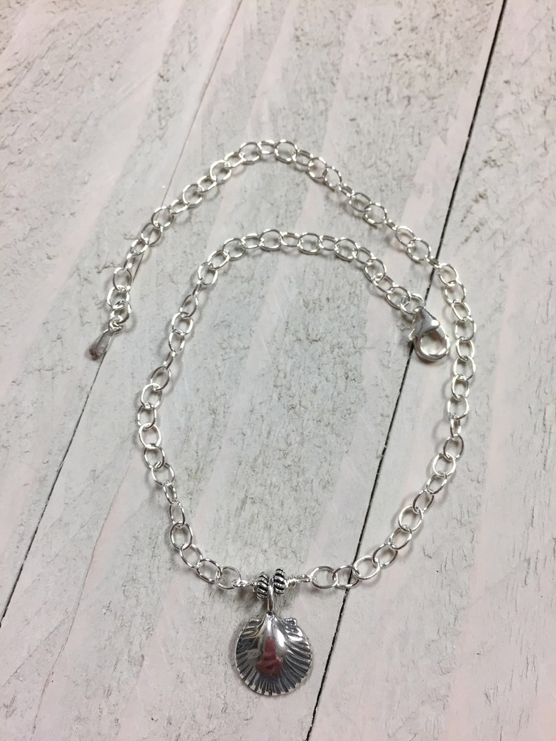 Shell Anklet Shell Jewelry Adjustable Ankle Bracelet Beach Anklet Beach Jewelry Sterling Silver Anklet Silver Anklet Made in USA Cute Anklet