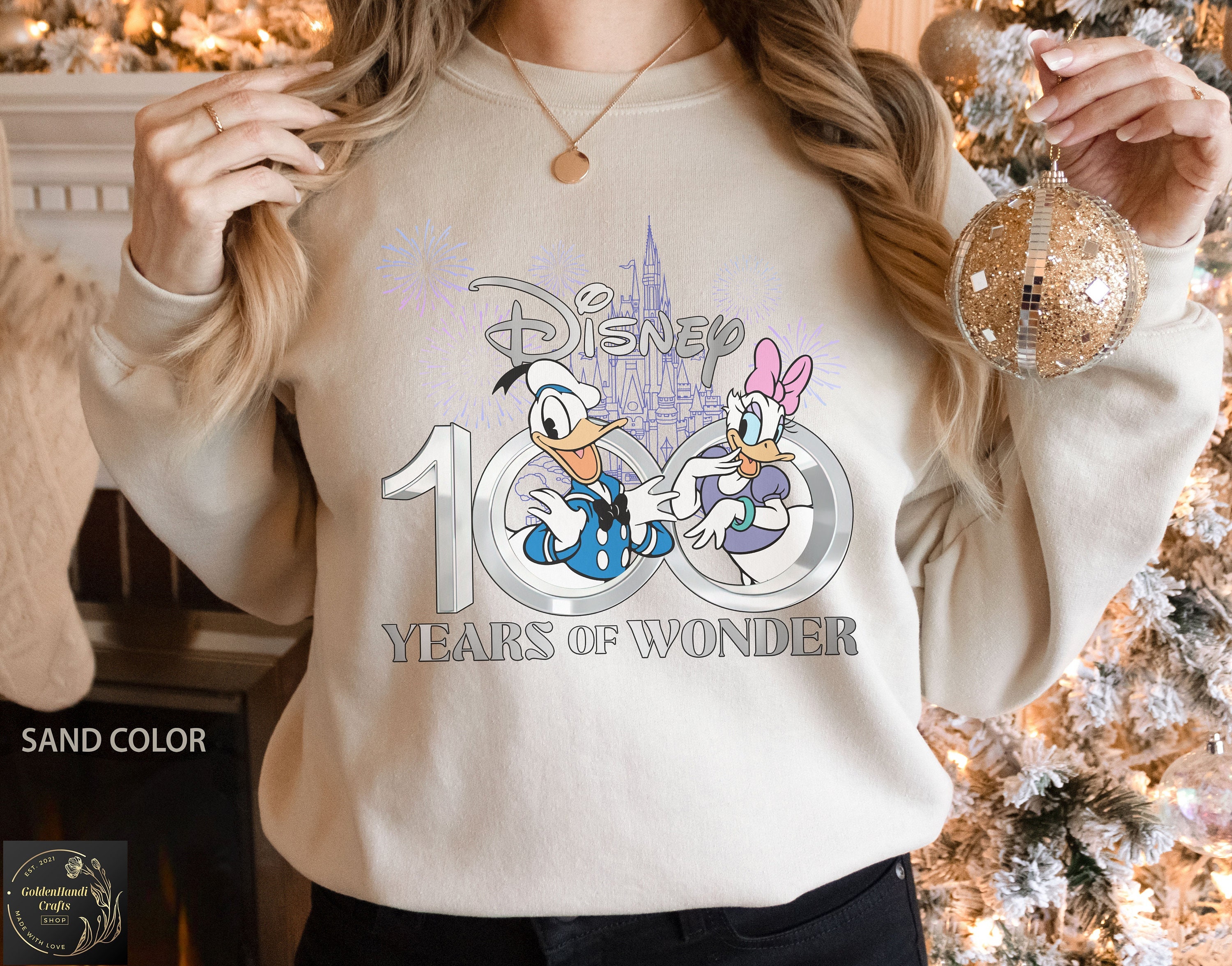 Discover Donald and Daisy 100 Years of Wonder Sweatshirt, Disney 100th Anniversary Sweatshirt, Disney Couple Celebrating Shirt, Magic Kingdom Shirt
