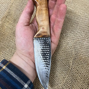 Rustic Rasp Knife Hand Forged with Maple Handle and Sheath
