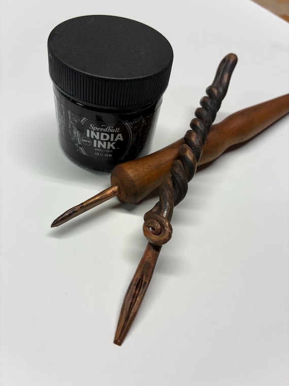 Handmade Copper Dip Pen | Historical Writing Instrument | Medieval Style Calligraphy Pen